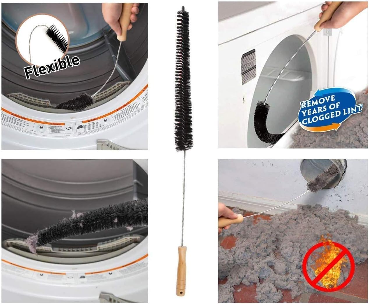 Practical Washing Machine Dryer Vent Cleaning Brush Lint Brush Vent Catcher  Cleaner Long Flexible Refrigerator Coil Brush 