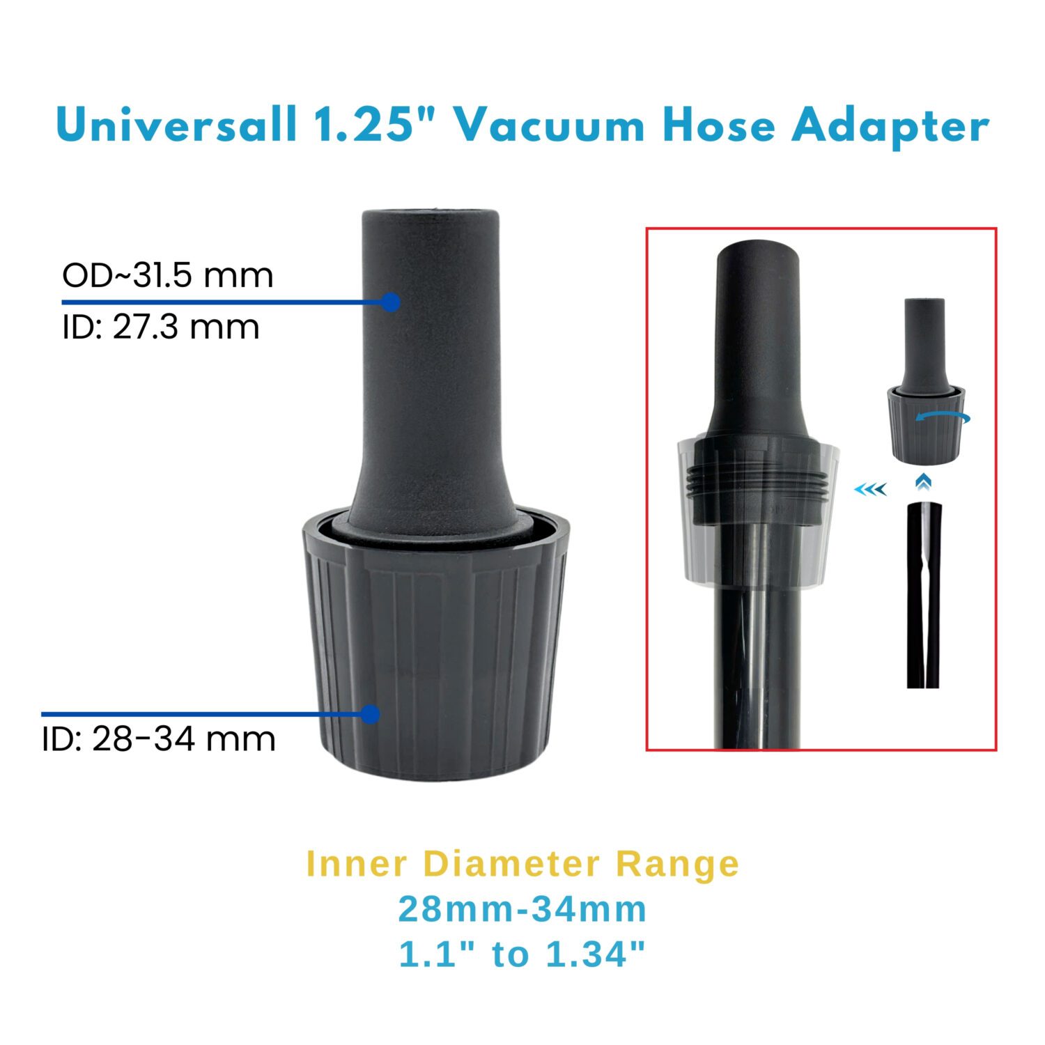 GHAMADE Horse Hair Hard Floor Tool Kit for Universal Vacuum Set 5: For Carpet & Hard Floors Vacuum Brush Attachment with Horse Hair Bristles and Wheels, Using On Any Surface without Scratches - Hardwood Floor Attachments plus Vacuum Hose Adapter - Image 7
