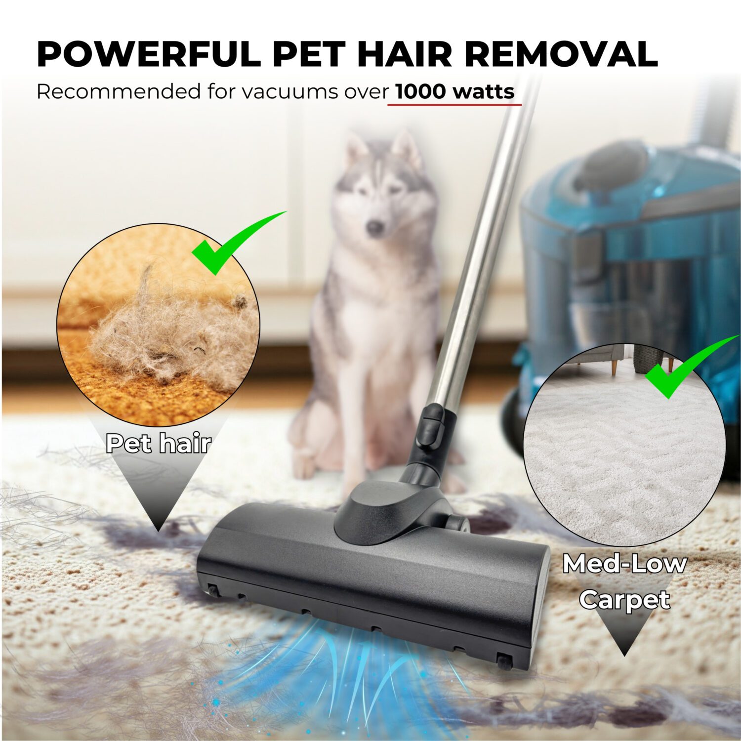 VACEXT Turbo Brush Head for Miele vacuum cleaners Set 6: For Miele Turbo Brush Head Compatible with Miele Vacuum Cleaners - Vacuum Attachments for Low Carpet, Area Rugs, Tile & Hard Floors, Easy Pet Hair Removal - Hardwood Floor Attachment - Image 2