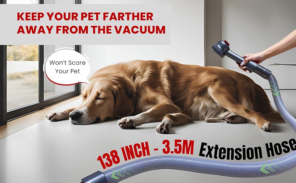 VACEXT Pet Grooming Brush Vacuum Attachment for Shop-Vac vacuum cleaners Set 2: Grooming Vacuum Brush for Dogs, Cats and Vacuum Extension Hose up to 2.5M - Dog Grooming Attachment for Efficient Hair Removal - Cat, Dog Brush Vacuum Attachments? 16 Asin 053_ảnh A+03