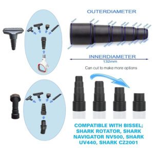VACEXT Vacuum Hose Adapter Kit 4: Compatible with Most Vacuums - 1-7/8'' to 1-1/4'' Hose Reducer 18 4 1