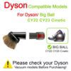 VACEXT Round Dust Brush for Dyson CY22 CY23 Cinetic Big Ball vacuum cleaner with Soft Horsehair Bristle - Perfect for Vacuuming Sofas and Baseboards - Image 8