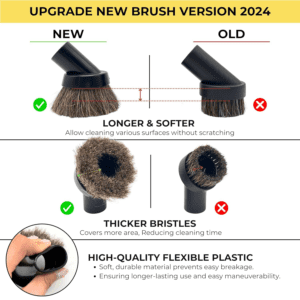 VACEXT Premium Soft Horsehair Round Dust Brush for Shop Vacs vacuum cleaner - Perfect for Vacuuming Sofas, Furniture Surface and Baseboards 12 Asin 091- ảnh listing 02