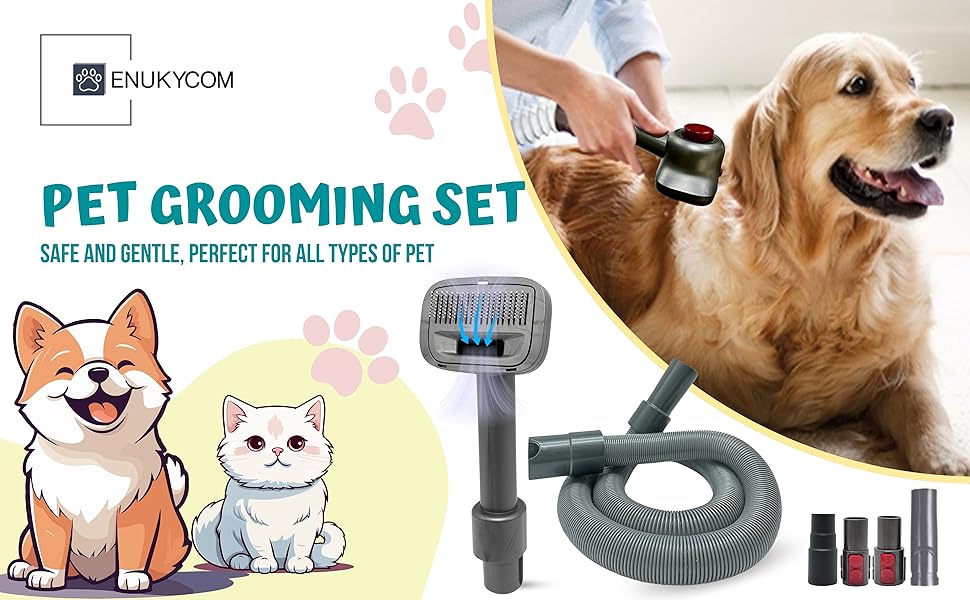 VACEXT Pet Hair Grooming Brush Vacuum Attachment – Fits Dyson Vacuum Cleaners, Shark, Miele & Shop Vacs (Set 3) 20 Pet Hair Grooming Brush Vacuum Attachment