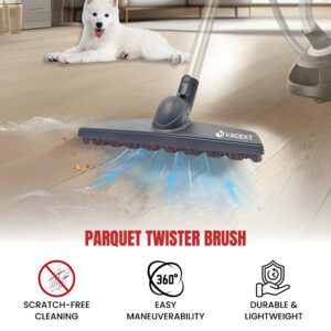 for Miele Hardwood Floor Brush Head – 12” Parquet Twister with Soft Horsehair Bristles, 360° Swivel Vacuum Attachment for Hard Floors – Compatible with Miele C1, C2, C3 Canister Vacuums 13 5 2