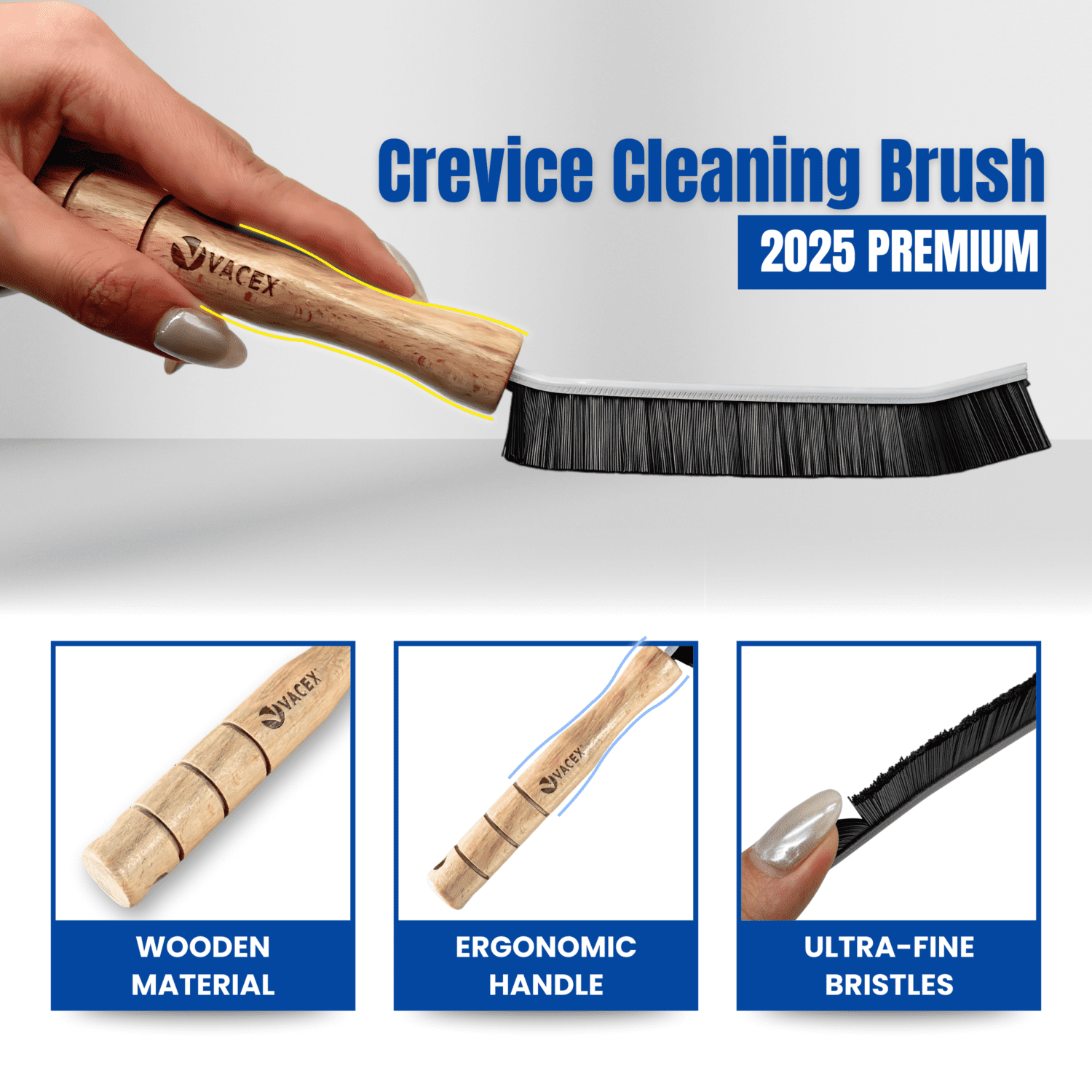 2025 Hard Bristle Crevice Cleaning Brush with Long Wooden Handle - Multifunctional Gap Scrub Brush, Home Essentials, Bathroom Cleaner Tools for Household Use, Kitchen, Window, Faucets, Toilet, Grout - Image 3