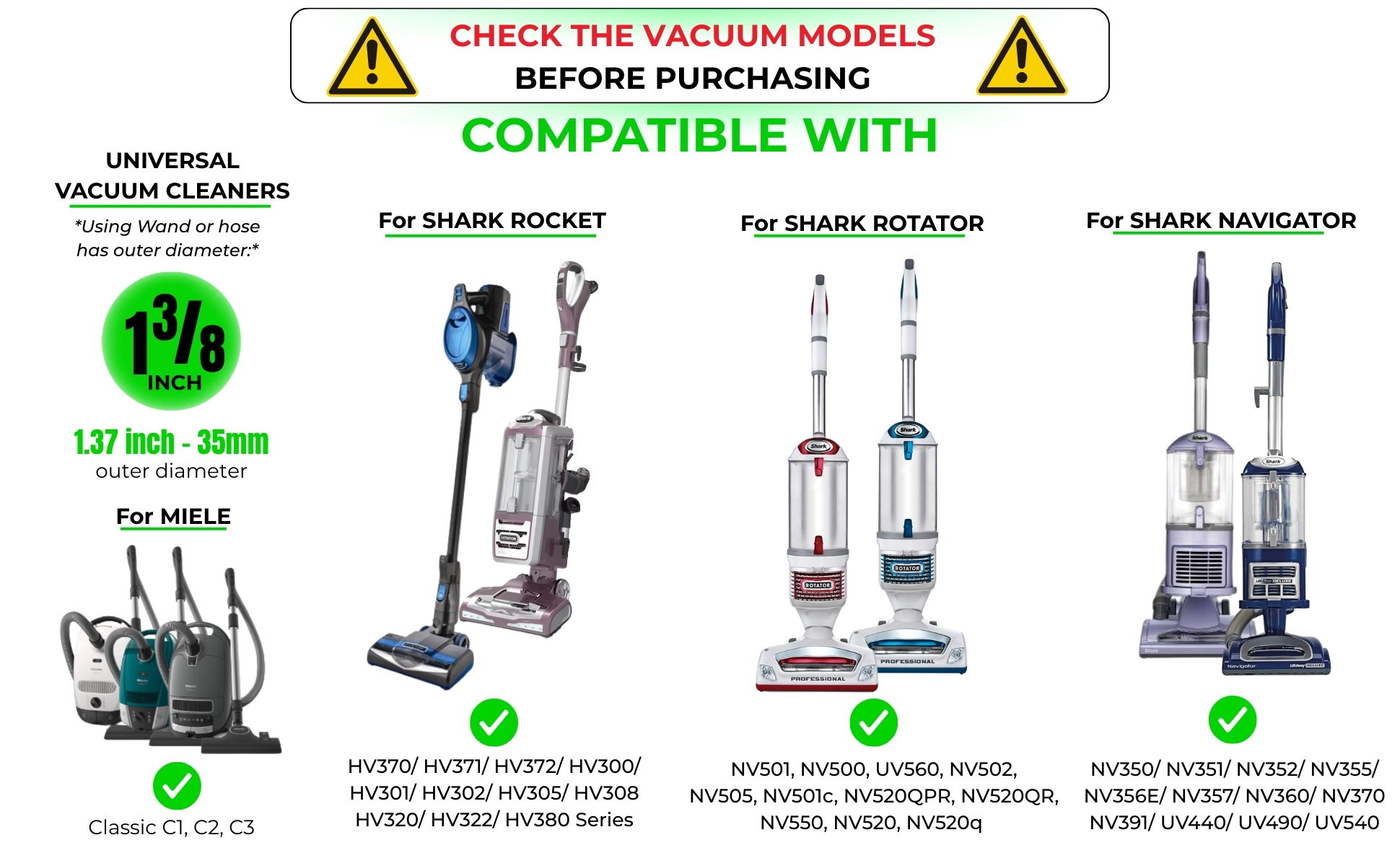 Upholstery Attachment for Shark Navigator Rotator, Vacuum Accessories & Attachments 21 Compatible with Shark Navigator NV360 NV350 NV351, Rotator NV500, HV300 HV301 HV302 HV370 HV371 HV372.