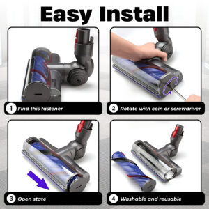 Motorized Brush Head Vacuum Attachment for Dyson V7 V8 V10 V11 V15 10 Easy Install