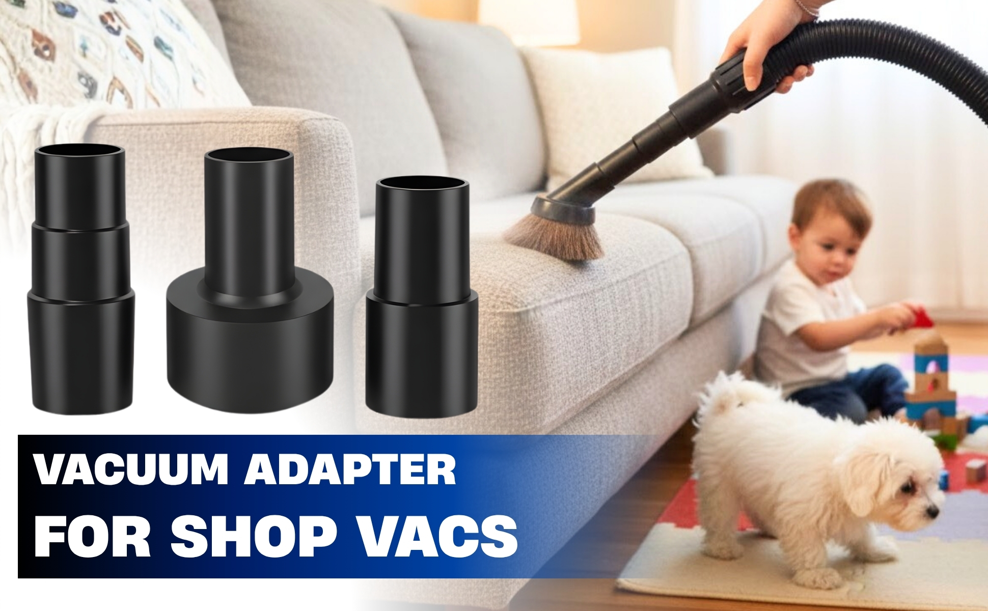Soft Horse Hair Compatible with Shop Vac – 1.25 Inch Premium Vacuum Brush with Hose Adapter Kit for 2-1/2'', 1-1/2'' & 1-1/4'' 17 Soft Horse Hair Compatible with Shop Vac