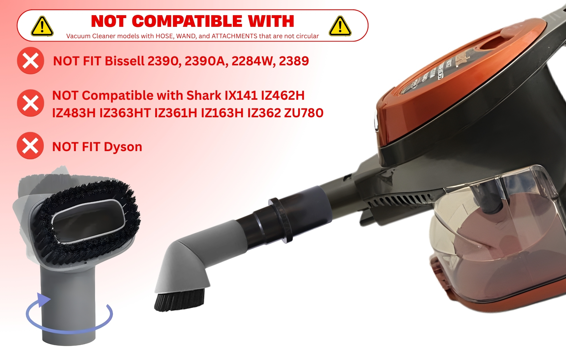 Attachment for Shark Vacuum – Vacuum crevice tool with adapter kit, perfect for cleaning tight and hard-to-reach spaces. 15 NOT COMPATIBLE