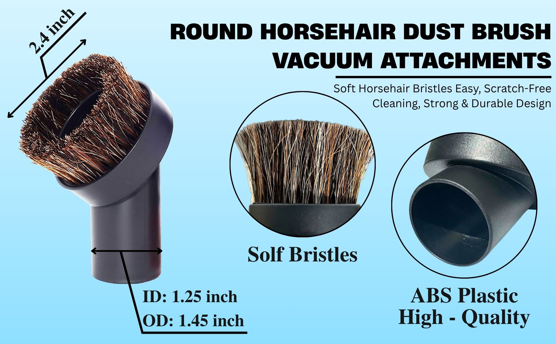 Soft Horse Hair Vacuum Brush Attachment