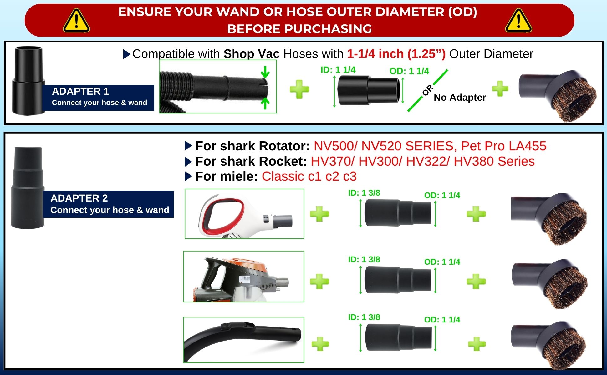 ensure your Wand or hose outer diameter (od) before purchasing