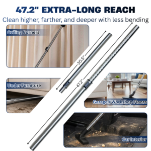 Telescopic Vacuum Wand, 47" Stainless Steel Extension Tube Compatible with Small Shop Vac 12 47.2